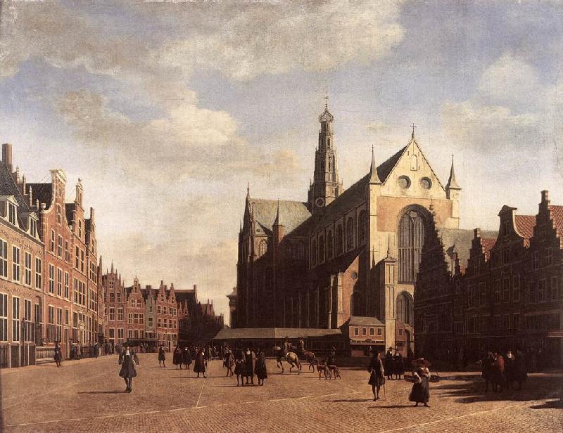 BERCKHEYDE, Gerrit Adriaensz. The Market Square at Haarlem with the St Bavo China oil painting art